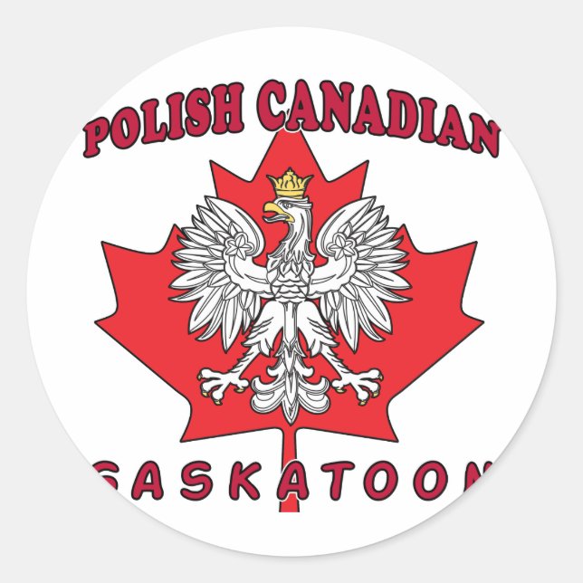 Saskatoon Polish Canadian Leaf Classic Round Sticker (Front)