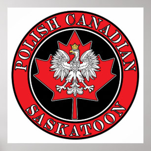 Saskatoon Round Polish Canadian Leaf Poster