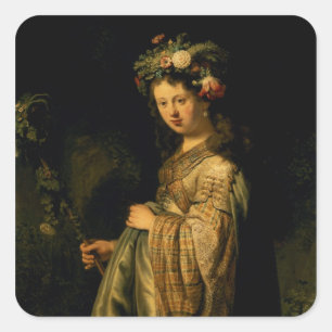 Saskia as Flora, 1634 Square Sticker