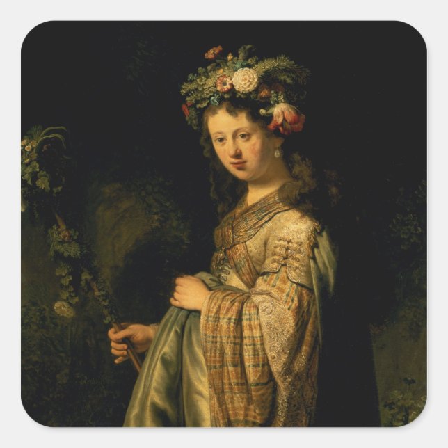 Saskia as Flora, 1634 Square Sticker (Front)