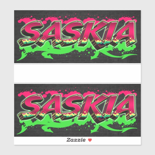 Saskia First Name Graffiti Sticker (Sheet)