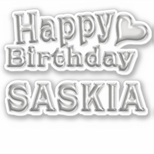 Saskia Happy Birthday silver sticker sticker