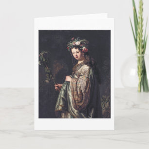 Saskia van Uylenburgh as Flora, Rembrandt, 1634 Card