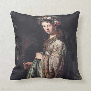 Saskia van Uylenburgh as Flora, Rembrandt, 1634 Cushion