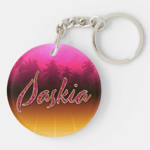 Saskia Vorname Name golden pink Schlüsselanhänger Key Ring
