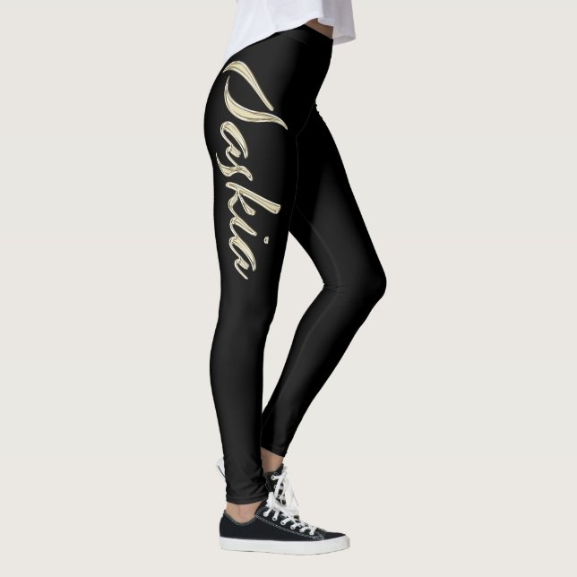 Saskia white gold Handwriting trousers Leggings (Right)