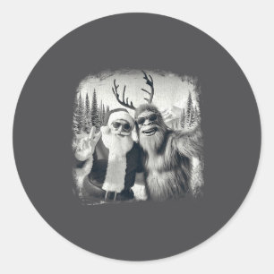 Sasquatch 67 Christmas Tree Funny Santa Bigfoot  Classic Round Sticker