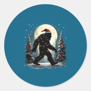 Sasquatch 67 Santa Bigfoot Christmas Tree Funny  Classic Round Sticker