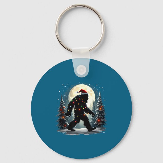 Sasquatch 67 Santa Bigfoot Christmas Tree Funny  Key Ring (Front)