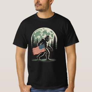 Sasquatch American Flag for 4th of July Bigfoot T-Shirt