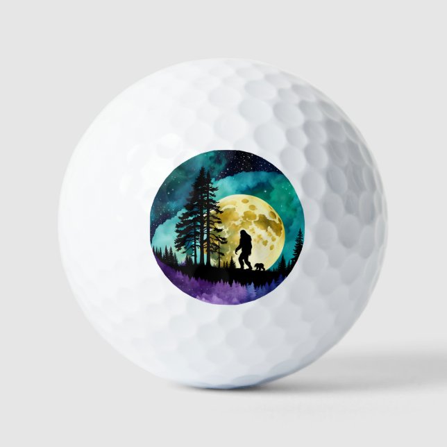 Sasquatch and  Bear walking on the mountain Golf Balls (Front)