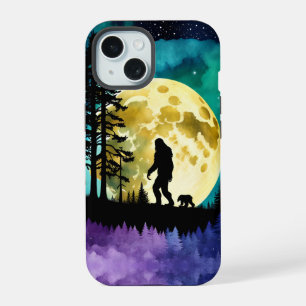 Sasquatch and  Bear walking on the mountain iPhone 15 Case