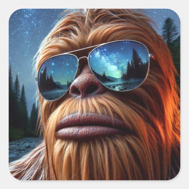 Sasquatch and Stars Square Sticker (Front)