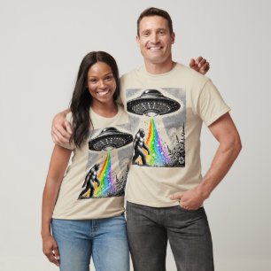 Sasquatch and the UFO in a Meadow T-Shirt