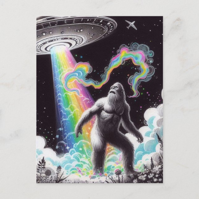 Sasquatch and the UFO Postcard (Front)