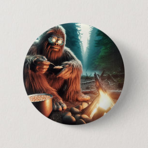 Sasquatch at the Campfire 6 Cm Round Badge