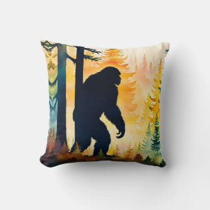 Sasquatch Autumn Landscape Sunset Cushion