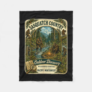 Sasquatch bigfoot country outdoor camping pacific fleece blanket