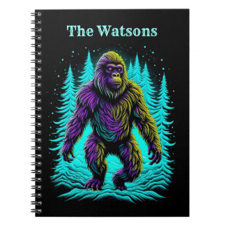 Sasquatch Bigfoot in Teal and Black Personalised Notebook