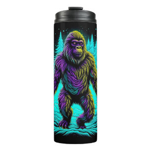 Sasquatch Bigfoot in Teal and Black Thermal Tumbler