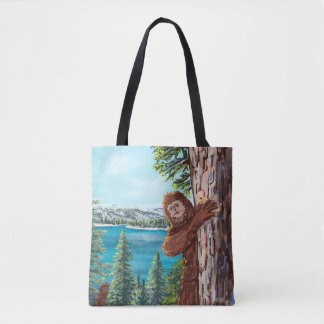 Sasquatch Bigfoot Lake Tahoe Tote Bag