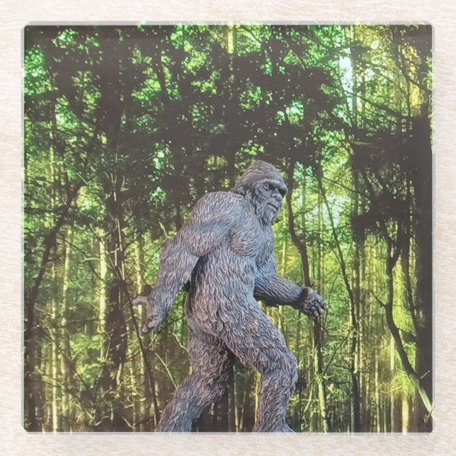 Sasquatch (Bigfoot) out in the Wild Glass Coaster (Front)