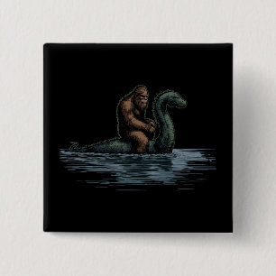 Sasquatch Bigfoot Rides Loch Monster 15 Cm Square Badge