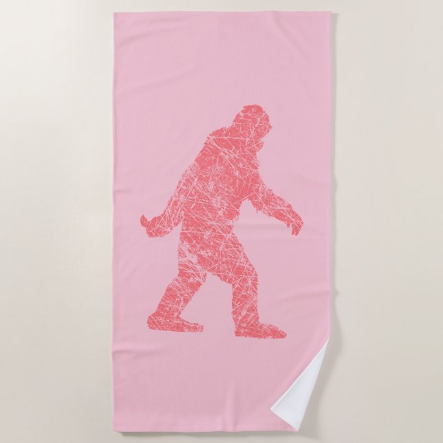 Sasquatch Bigfoot Silhouette Squatchin Beach Towel (Front)