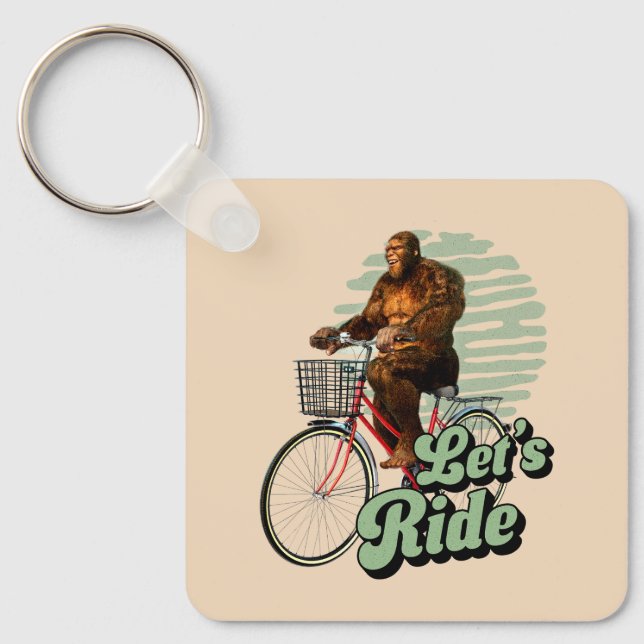 Sasquatch Bike Ride Forest Adventure Key Ring (Front)