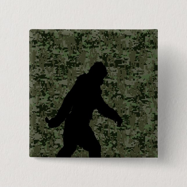 Sasquatch Black Silhouette Digital Camouflage 15 Cm Square Badge (Front)