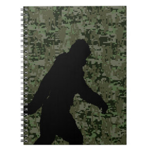 Sasquatch Black Silhouette Digital Camouflage Notebook