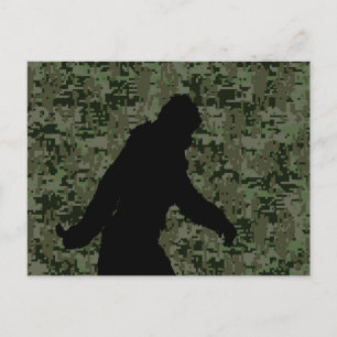 Sasquatch Black Silhouette Digital Camouflage Postcard