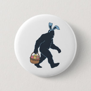 Sasquatch Bunny Ears Carrying Easter Eggs Basket E 6 Cm Round Badge