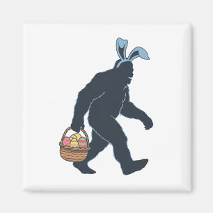Sasquatch Bunny Ears Carrying Easter Eggs Basket E Magnet