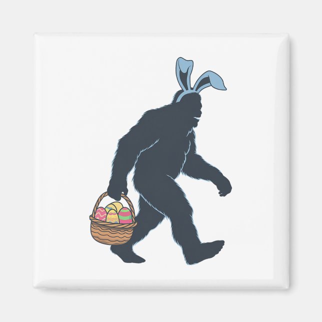 Sasquatch Bunny Ears Carrying Easter Eggs Basket E Magnet (Front)