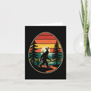 Sasquatch Bunny Egg Retro Easter Hiking Adventure  Card