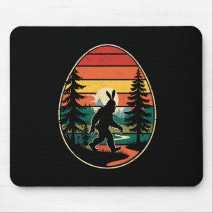 Sasquatch Bunny Egg Retro Easter Hiking Adventure Mouse Mat