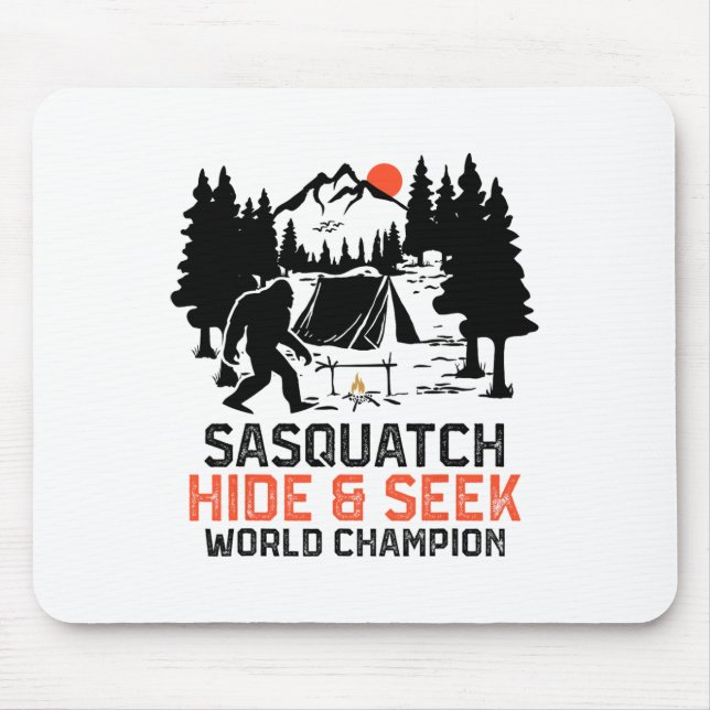 Sasquatch Camping Outdoor Forest Funny Sasquatch H Mouse Mat (Front)