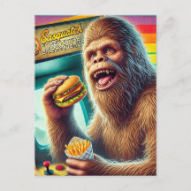 Sasquatch Cheeseburger and Fries Retro Arcade