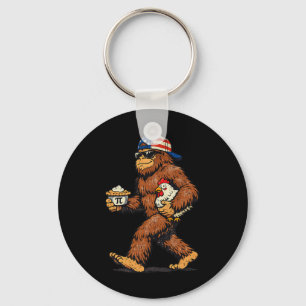 Sasquatch Chicken Pie Funny Pi Day Key Ring