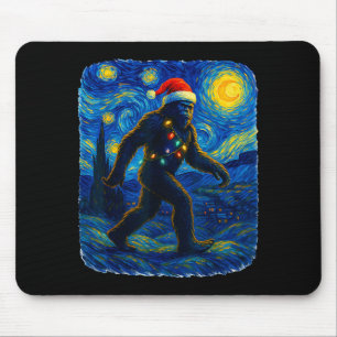 Sasquatch Christmas Bigfoot Santa Hat Van Gogh Sta Mouse Mat