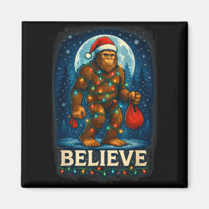 Sasquatch Christmas Lights Holiday Believe  Magnet