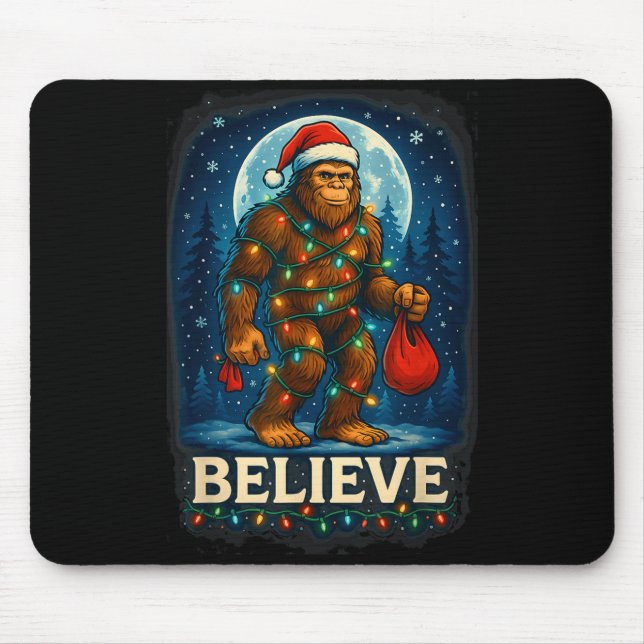 Sasquatch Christmas Lights Holiday Believe  Mouse Mat (Front)