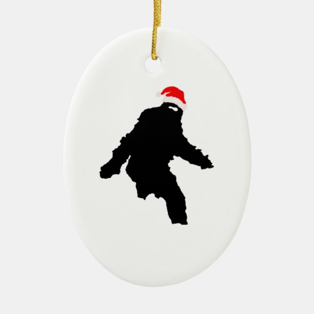 Sasquatch Claus Ceramic Tree Decoration (Front)