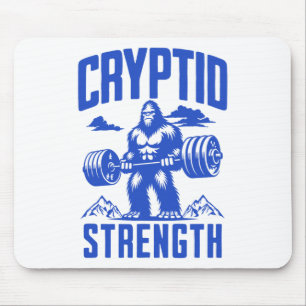 Sasquatch Cryptid Strength Lifting Humour Monochro Mouse Mat