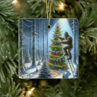 Sasquatch Decorating Christmas Trees Funny