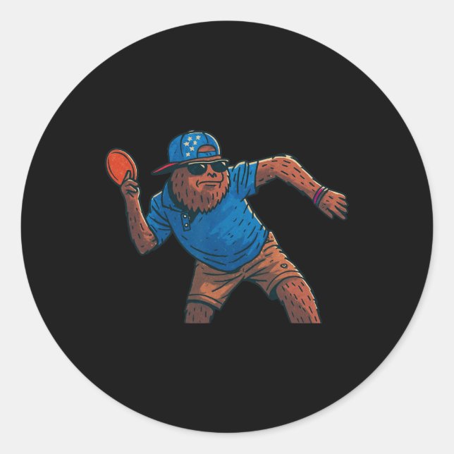 Sasquatch Disc Golfer Funny Disc Golf _1  Classic Round Sticker (Front)