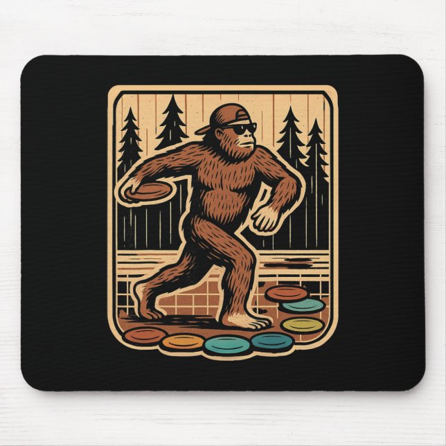 Sasquatch Disc Golfer Funny Disc Golf  Mouse Mat (Front)