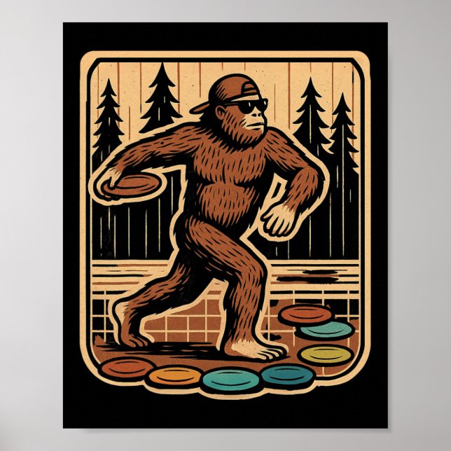Sasquatch Disc Golfer Funny Disc Golf  Poster (Front)