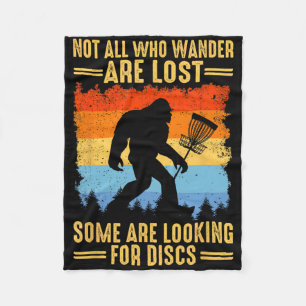 Sasquatch Disc Golfer Lost Outdoor Retro Art Fleece Blanket